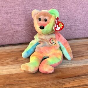 Ty Beanie Baby Peace Bear Tie Dye 1996 Style 4053 With Tag